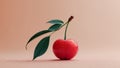 A Single Dewy Cherry on a Peach Background Royalty Free Stock Photo