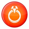 Single diamond ring icon, flat style