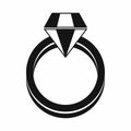 Single diamond ring icon, simple style Royalty Free Stock Photo
