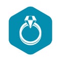 Single diamond ring icon, simple style Royalty Free Stock Photo