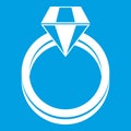 Single diamond ring icon white Royalty Free Stock Photo