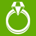 Single diamond ring icon green Royalty Free Stock Photo