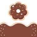 Chocolate Donut vector set isolated on white and brown background. Top View Donuts collection into glaze