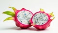 Single dragon fruit, vivid color, clean white backdrop , background, macro, pink Royalty Free Stock Photo