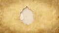 A single drop of liquid revealed through a torn piece of aged paper. Generative AI Royalty Free Stock Photo