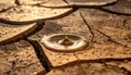 A Single Drop of Water on Dry Cracked Earth Royalty Free Stock Photo