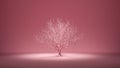 A Single dry old tree in monochrome pink color environment, no leaf, 3d rendering Royalty Free Stock Photo