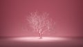 A Single dry old tree in monochrome pink color environment, no leaf, 3d rendering Royalty Free Stock Photo