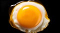 Single egg yolk and egg white on dark background. Omega 3 food concept. Food rich in Omega-3 vitamin. Minimalistic egg yolk