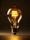 Single electric bulb closeup as symbol of inspiration idea. Lightbulb as concept for International Day of Light. Generative AI