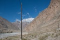 Single electricity pole in mountains