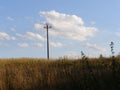 Single electricity post in steppe