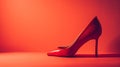 A single elegant colored high-heeled shoe, perfectly positioned against a flat background, symbolizes timeless fashion. Royalty Free Stock Photo