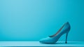 A single elegant colored high-heeled shoe, perfectly positioned against a flat background, symbolizes timeless fashion.