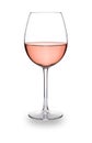 Single elegant glass of rose wine, in bowl style glass, isolated on white