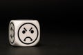 Single emoticon dice with angry expression sketch