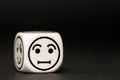 Single emoticon dice with confused expression sketch Royalty Free Stock Photo