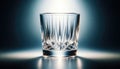 Elegant Crystal Whiskey Glass on Blue Gradient Background, AI Generated