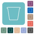 Single empty flowerpot outline rounded square flat icons