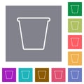 Single empty flowerpot outline square flat icons