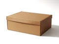 A single, empty, rectangular cardboard box with a lid, placed on a plain white background Royalty Free Stock Photo