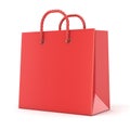 Single, empty, red, blank shopping bag. 3D Royalty Free Stock Photo