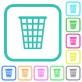 Single empty tall trash outline vivid colored flat icons