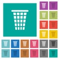 Single empty tall trash solid square flat multi colored icons