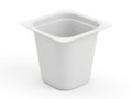 A single, empty, white plastic container on a white background Royalty Free Stock Photo