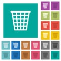 Single empty wide trash outline square flat multi colored icons Royalty Free Stock Photo
