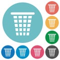 Single empty wide trash solid flat round icons