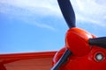 Single-engine aircraft propeller close up Royalty Free Stock Photo