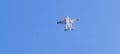 A single-engine floatplane in the sky Royalty Free Stock Photo