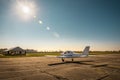 Single-engine plane on the airfield Royalty Free Stock Photo