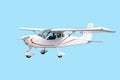 Single engine small white airplane isolated