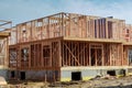 Single Family Home Construction - Building a New Wood Framed House Royalty Free Stock Photo