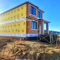 Single  family  home under construction  in Alberta  Canada Royalty Free Stock Photo