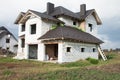 A single family home under construction. A house without finishing work inside the house Royalty Free Stock Photo