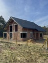 A single-family house built of ceramic blocks with a tile roof in a shell state Royalty Free Stock Photo