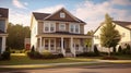 single family houses in a new development area. Residential homes with modern facade. Generative AI Royalty Free Stock Photo