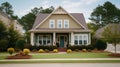 single family houses in a new development area. Residential homes with modern facade. Generative AI Royalty Free Stock Photo