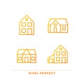 Single family houses pixel perfect gradient linear vector icons set Royalty Free Stock Photo