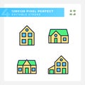 Single family houses pixel perfect RGB color icons set Royalty Free Stock Photo