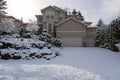 Single Family Luxury Family Home on a Winter Snow Day Royalty Free Stock Photo