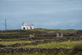 single farmhouse on inishmore with stone walls