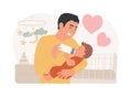 Single fathers isolated concept vector illustration.