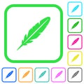 Single feather vivid colored flat icons