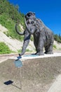 Single figure of a mammoth, a path of sculptural composition outdoor in Khanty-Mansiysk, Russia