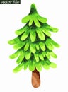Single fir tree. Watercolor painting. Royalty Free Stock Photo