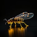 single firefly with a glowing body over a black background , generated by AI Royalty Free Stock Photo